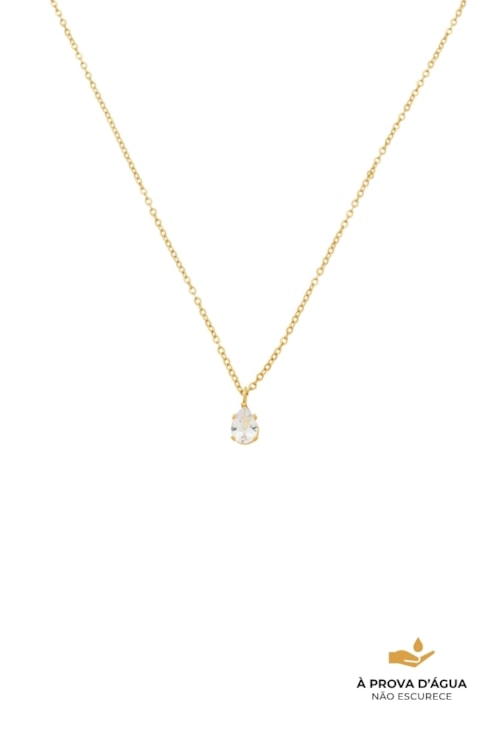 COLAR PONTO DE LUZ GOTA 4MM EM AÇO INOX DOURADO CO837-AD