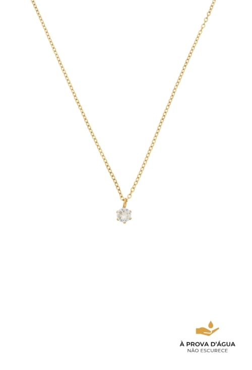 COLAR PONTO DE LUZ REDONDO 4MM EM AÇO INOX DOURADO CO826-AD