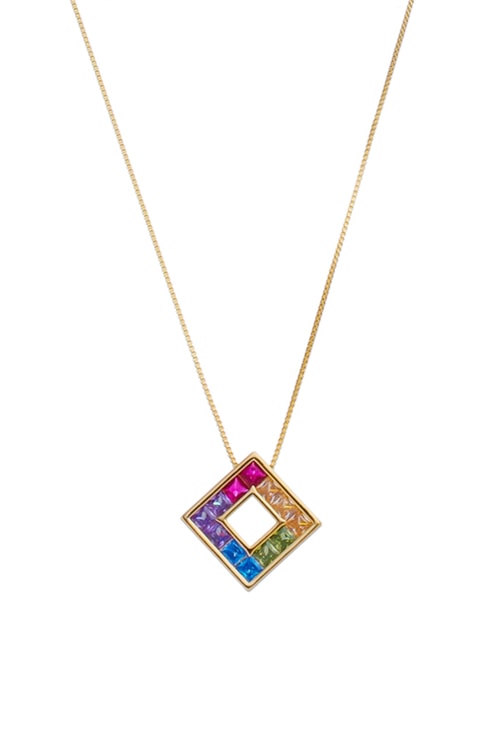 COLAR QUADRADO COM ZIRCÔNIAS COLORIDAS CO530-O
