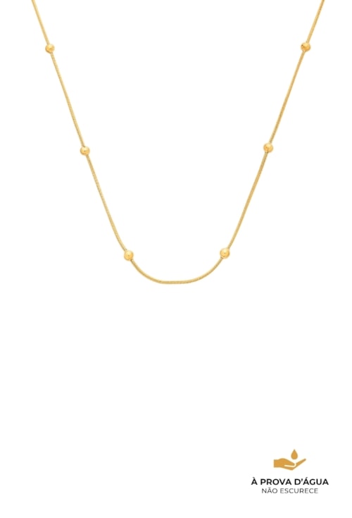 COLAR RABO DE RATO COM BOLINHAS EM AÇO INOX DOURADO CO831-AD