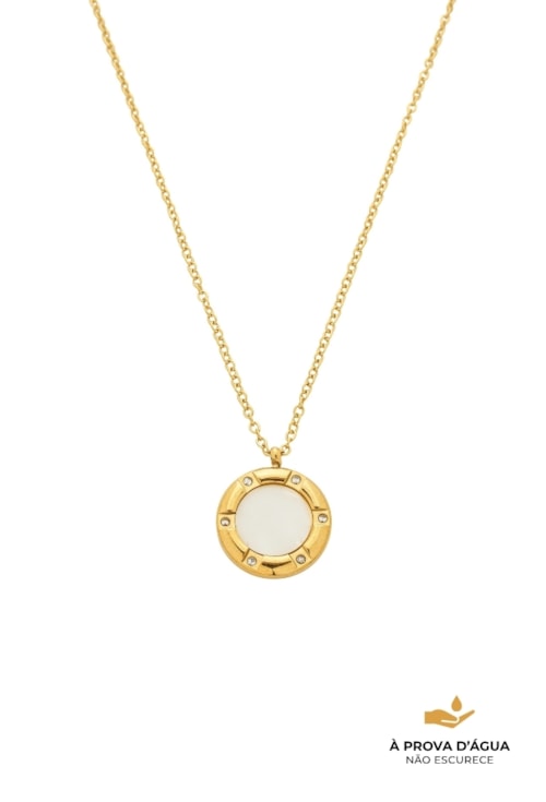 COLAR REDONDO PEROLADO AÇO INOX DOURADO CO782-AD