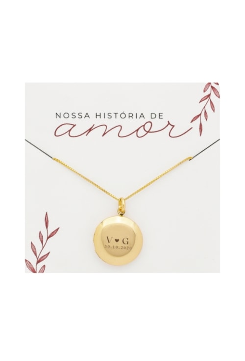 COLAR RELICÁRIO PERSONALIZADO COM INICIAIS E DATA PP095-O