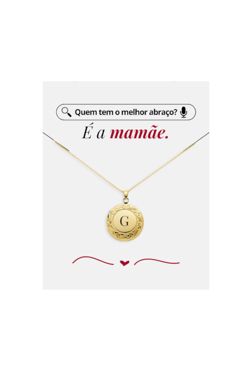 COLAR RELICÁRIO PERSONALIZADO COM INICIAL PP082-O