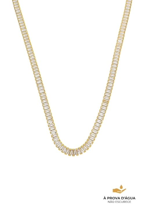 COLAR RIVIERA BAGUETE AÇO INOX DOURADO CO819-AD