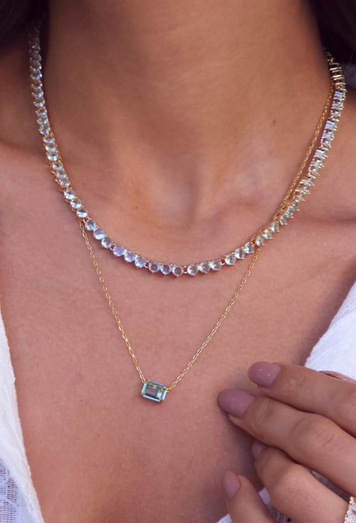 COLAR RIVIERA COM ZIRCÔNIAS AZUL PARAÍBA CO814-O