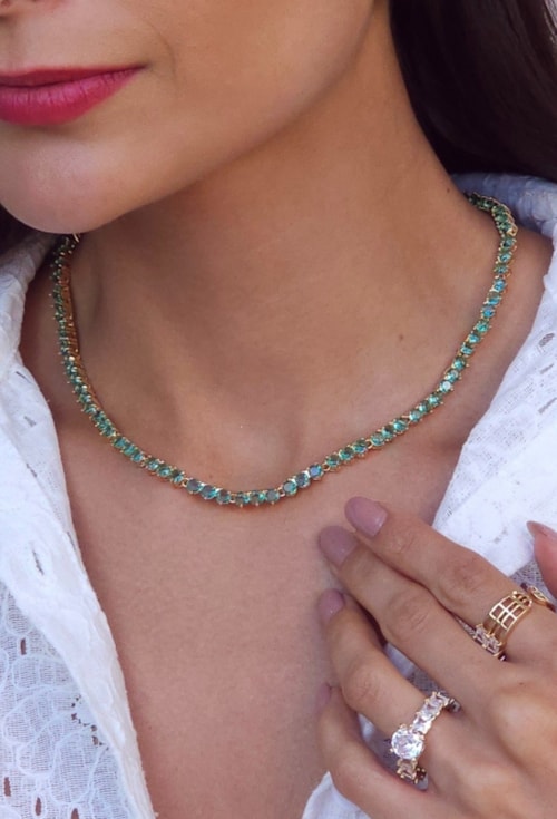 COLAR RIVIERA COM ZIRCÔNIAS TURMALINA CO814-O