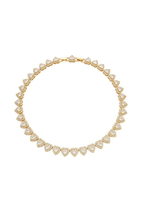 COLAR RIVIERA CORAÇÃO CRAVAÇÃO GARRA BANHO OURO 38CM CO852-O