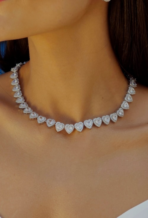 COLAR RIVIERA CORAÇÃO CRAVAÇÃO GARRA BANHO RÓDIO 38CM CO852-R COLAR RIVIERA CORAÇÃO CRAVAÇÃO GARRA BANHO RÓDIO 38CM CO852-R