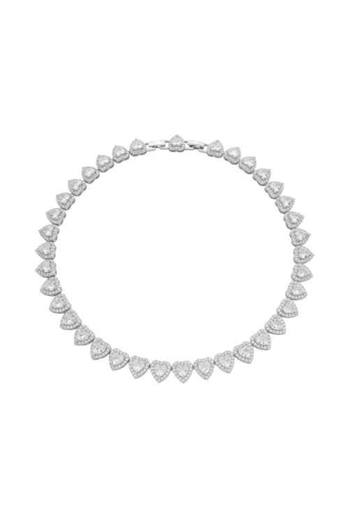 COLAR RIVIERA CORAÇÃO CRAVAÇÃO GARRA BANHO RÓDIO 38CM CO852-R