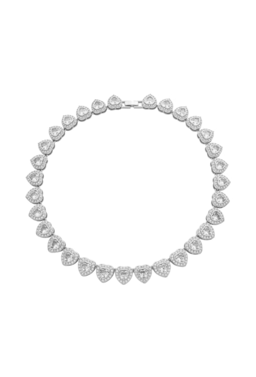 COLAR RIVIERA CORAÇÃO CRAVEJADA BANHO RÓDIO 38CM CO841-R