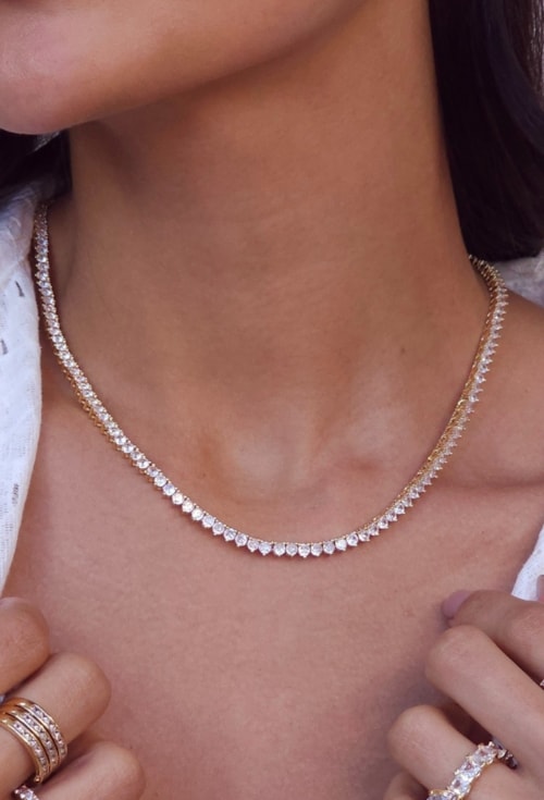 COLAR RIVIERA CRAVEJADO COM PEDRAS CRISTAL 42CM CO817-O