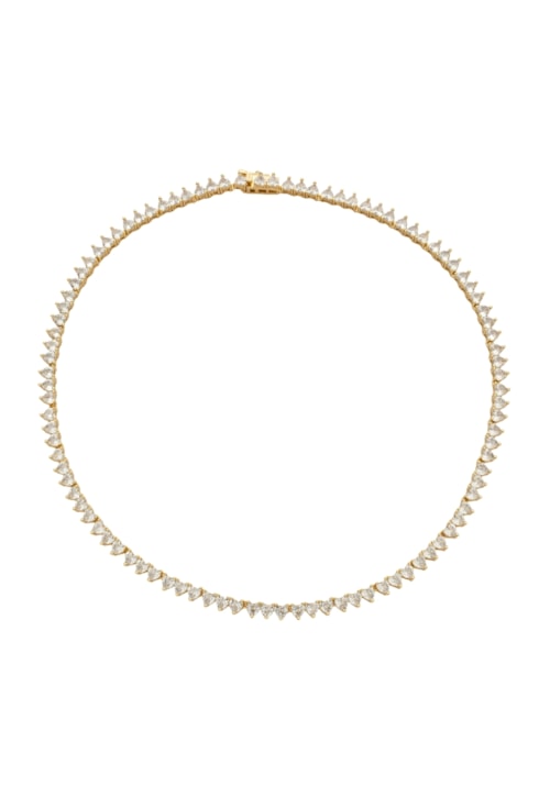 COLAR RIVIERA DE CORAÇÃO CRISTAL NO OURO CO721-O
