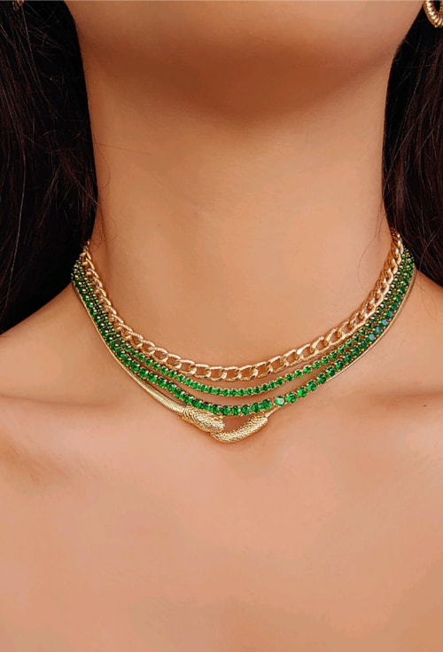 COLAR RIVIERA ESMERALDA QUE NÃO VIRA DE 3MM CO420-O COLAR RIVIERA ESMERALDA QUE NÃO VIRA DE 3MM CO420-O