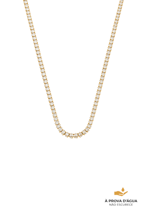 COLAR RIVIERA OVAL EM AÇO INOX DOURADO CO902-AD