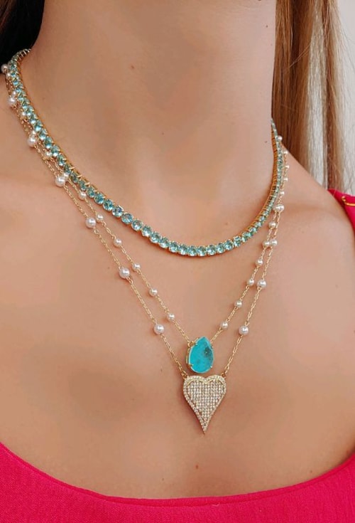 COLAR RIVIERA QUE NÃO VIRA AZUL PARAIBA DE 4MM CO448-O