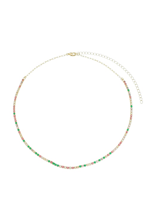 COLAR RIVIERA QUE NÃO VIRA COLORIDA FINA DE 2MM CH191-O COLAR RIVIERA QUE NÃO VIRA COLORIDA FINA DE 2MM CH191-O