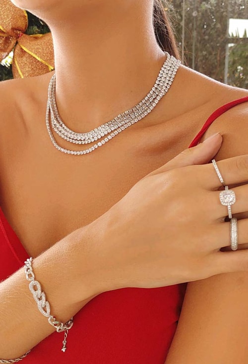 COLAR RIVIERA QUE NÃO VIRA CRISTAL DE 4MM CO448-R COLAR RIVIERA QUE NÃO VIRA CRISTAL DE 4MM CO448-R