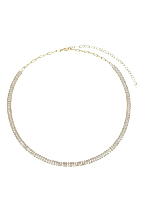 COLAR RIVIERA QUE NÃO VIRA DE BAGUETES CRISTAIS DE 4MM CO694-O COLAR RIVIERA QUE NÃO VIRA DE BAGUETES CRISTAIS DE 4MM CO694-O