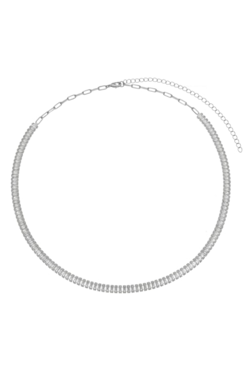 COLAR RIVIERA QUE NÃO VIRA DE BAGUETES CRISTAIS DE 4MM CO694-R COLAR RIVIERA QUE NÃO VIRA DE BAGUETES CRISTAIS DE 4MM CO694-R
