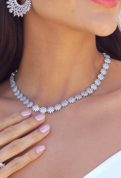 COLAR RIVIERA SOL CRAVEJADA BANHO RÓDIO 38CM CO840-R