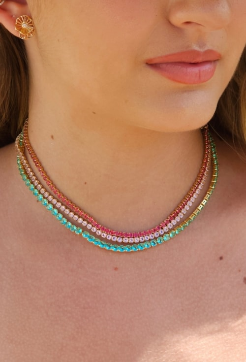 COLAR RIVIERA TURMALINA QUE NÃO VIRA DE 3MM CO420-O COLAR RIVIERA TURMALINA QUE NÃO VIRA DE 3MM CO420-O