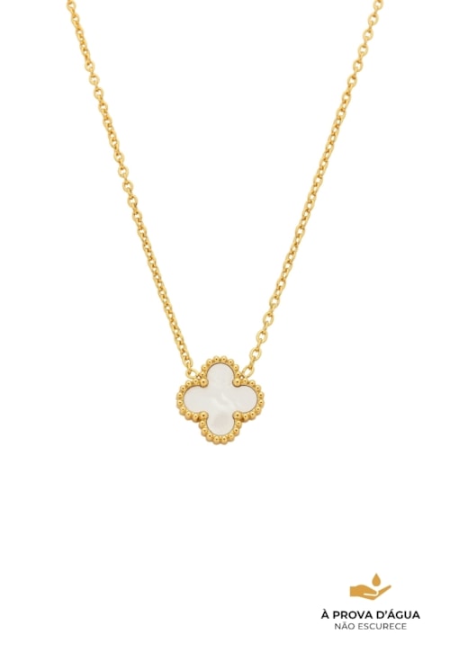 COLAR TREVO PEROLADO AÇO INOX DOURADO CO771-AD