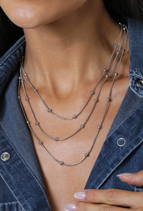 COLAR TRIPLO COM ESFERAS AÇO INOX CO860-A