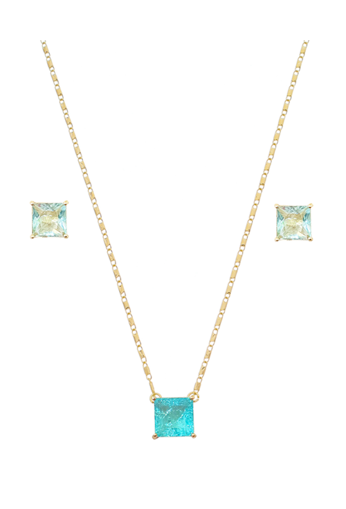 CONJUNTO AZUL PARAÍBA RUTILADA QUADRADA CJ043-O
