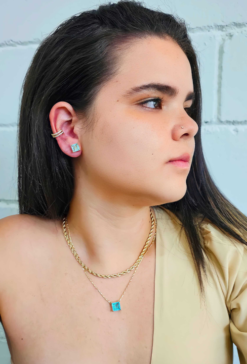 CONJUNTO AZUL PARAÍBA RUTILADA QUADRADA CJ043-O