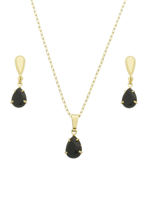 CONJUNTO BASE DE GOTA COM PEDRA ÔNIX CJ072-O
