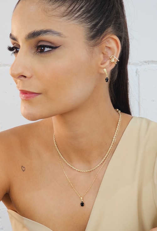 CONJUNTO BASE DE GOTA COM PEDRA ÔNIX CJ072-O