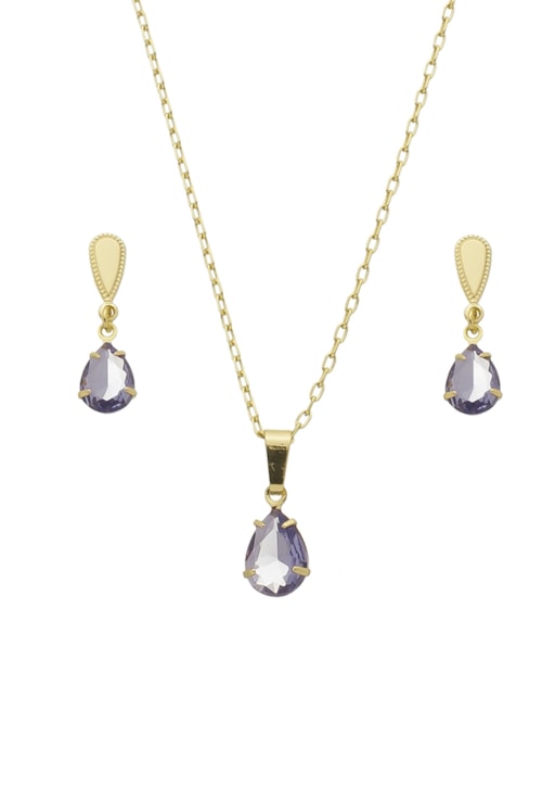 CONJUNTO BASE DE GOTA COM PEDRA TANZANITA CJ072-O CONJUNTO BASE DE GOTA COM PEDRA TANZANITA CJ072-O
