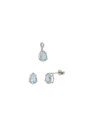 CONJUNTO BRINCO E PINGENTE GOTA AZUL PARAÍBA RÓDIO CJ230-R