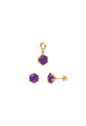 CONJUNTO BRINCO E PINGENTE REDONDO AMETISTA FUSION BANHADO A OURO CJ227-O