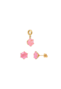 CONJUNTO BRINCO E PINGENTE REDONDO KUNZITA FUSION BANHADO A OURO CJ227-O