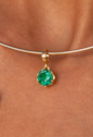 CONJUNTO BRINCO E PINGENTE REDONDO TURMALINA BANHADO A OURO CJ223-O