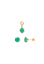 CONJUNTO BRINCO E PINGENTE REDONDO TURMALINA FUSION BANHADO A OURO CJ227-O