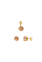 CONJUNTO BRINCO E PINGENTE ROSE CUT MORGANITA BANHADO A OURO CJ223-O