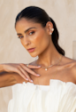 CONJUNTO BRINCO E PINGENTE ROSE CUT MORGANITA BANHADO A OURO CJ223-O