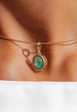 CONJUNTO BRINCOS E PINGENTE OVAIS COM PEDRA TURMALINA FUSION BANHADO A OURO CJ225-O