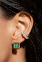 CONJUNTO COLAR COM PÉROLAS E BRINCOS QUADRADOS COM CRISTAL TURMALINA CJ220-O