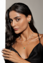 CONJUNTO COLAR COM PÉROLAS E BRINCOS QUADRADOS COM ZIRCÔNIA TURMALINA CJ220-O