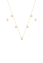 CONJUNTO COLAR E BRINCOS COM GOTAS CRISTAL BANHADO A OURO CJ207-O