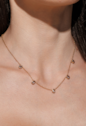 CONJUNTO COLAR E BRINCOS COM GOTAS TANZANITA BANHADO A OURO CJ207-O