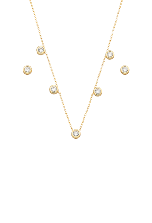 CONJUNTO COLAR E BRINCOS COM ZIRCÔNIA REDONDAS CJ208-O