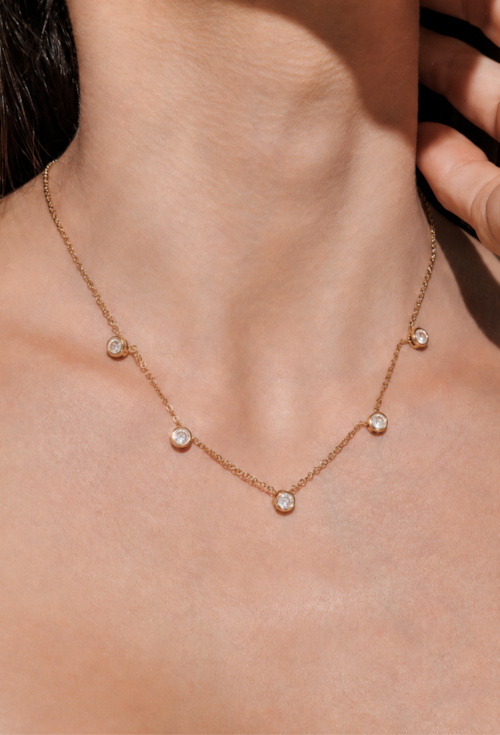 CONJUNTO COLAR E BRINCOS COM ZIRCÔNIA REDONDAS CJ208-O