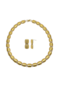 CONJUNTO COLAR E BRINCOS ELOS RETANGULARES CRAVEJADOS BANHADO A OURO 18K CJ232-O