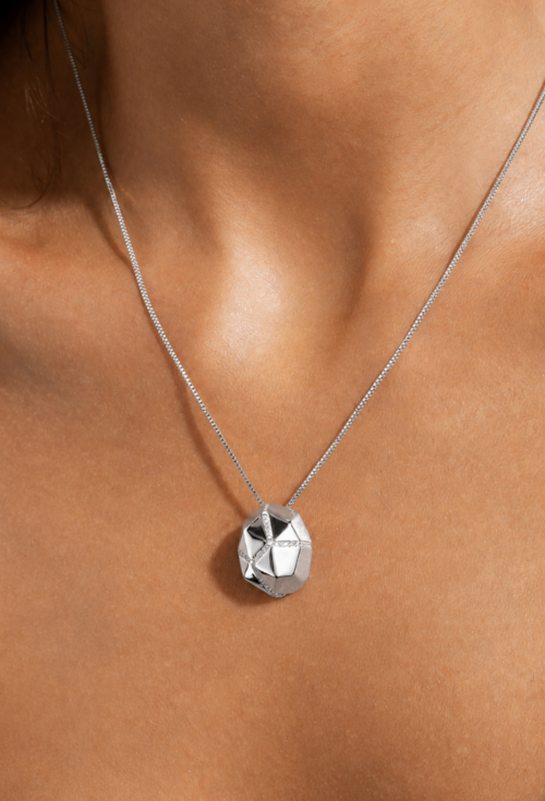 CONJUNTO COLAR E BRINCOS GEOMÉTRICOS CRAVEJADOS CJ222-R