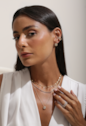 CONJUNTO COLAR E BRINCOS HEXAGONAL CRAVEJADO BANHADO A OURO CJ211-O