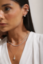 CONJUNTO COLAR E BRINCOS OVAL COM ZIRCÔNIAS CRISTAL BANHADO A OURO CJ217-O